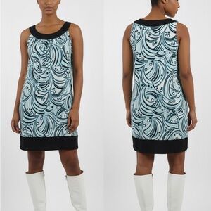 London Times Swirl Black, Blue & White Dress (Preloved)